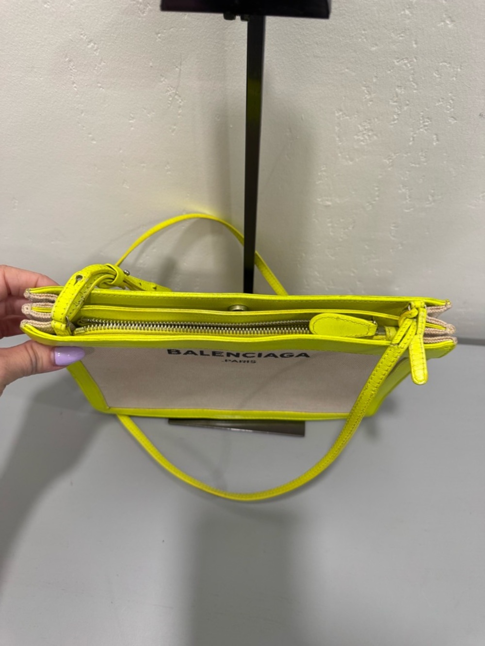 Balenciaga Canvas Crossbody with Neon Yellow Trim - Picture 2 of 7